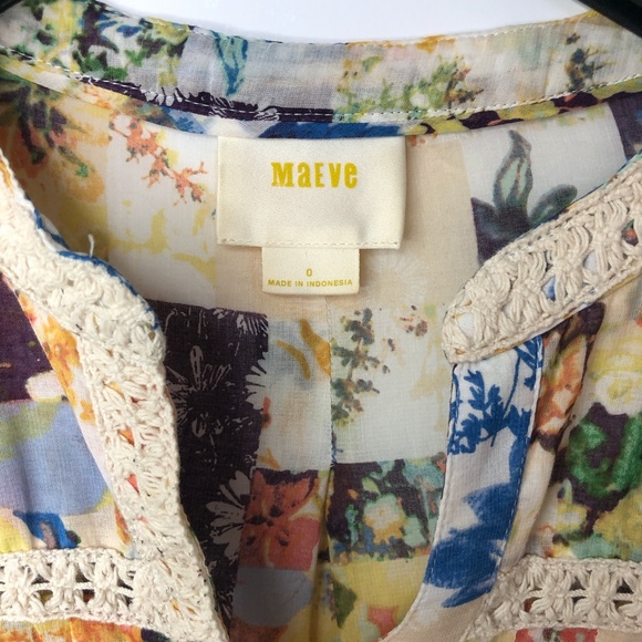 Anthropologie Maeve Floral Abella Pintuck SZ 0 - Picture 7 of 15